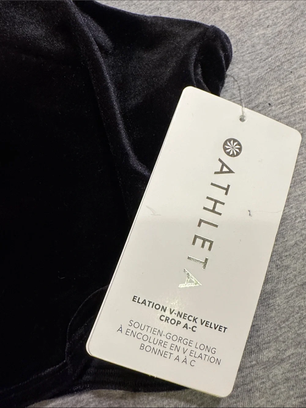 Athleta Black Velvet Bandeau Bralette